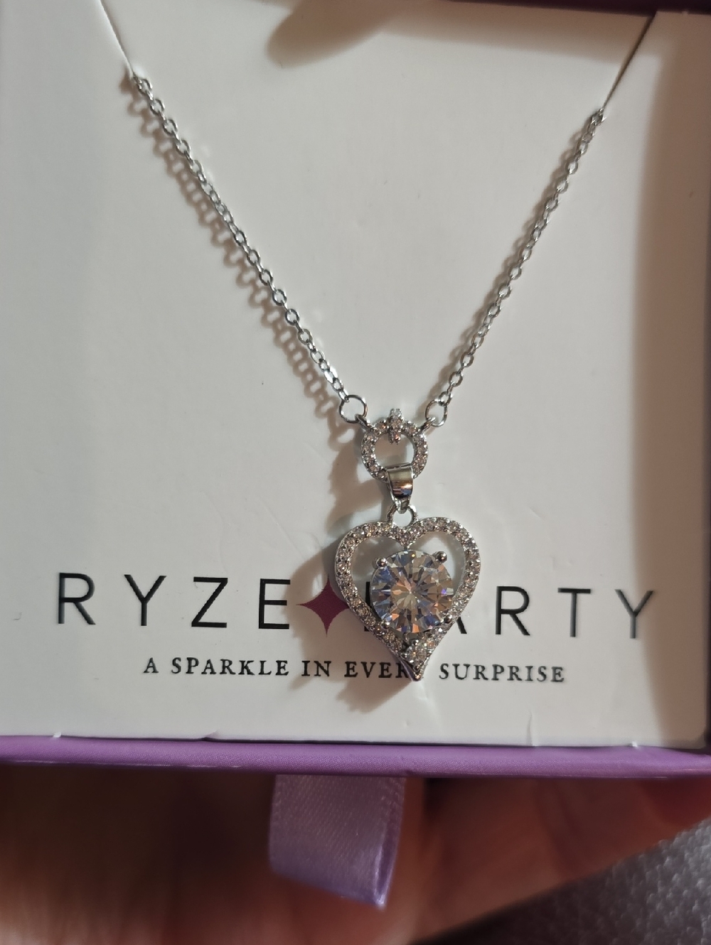 New With Box Ryze Sterling Silver Heart Necklace.